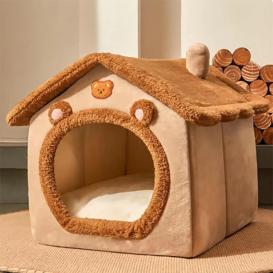 Niche pour Animaux Pliable et Amovible Confort Douillet pour Chiots Petits Chiens et Chats