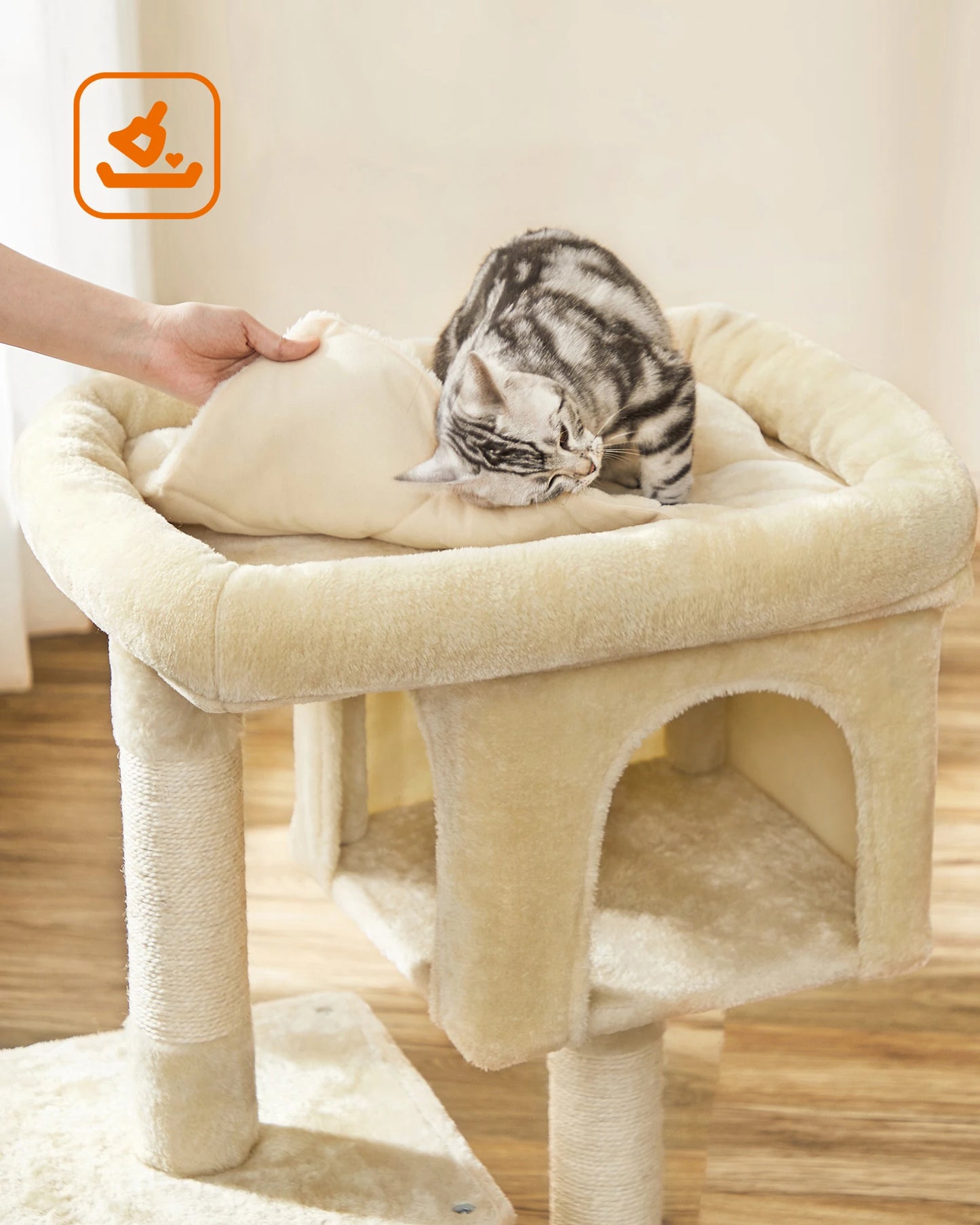 Arbre à Chat Griffoir 2 Niches et Perchoir Ultra Douillet pour Chats