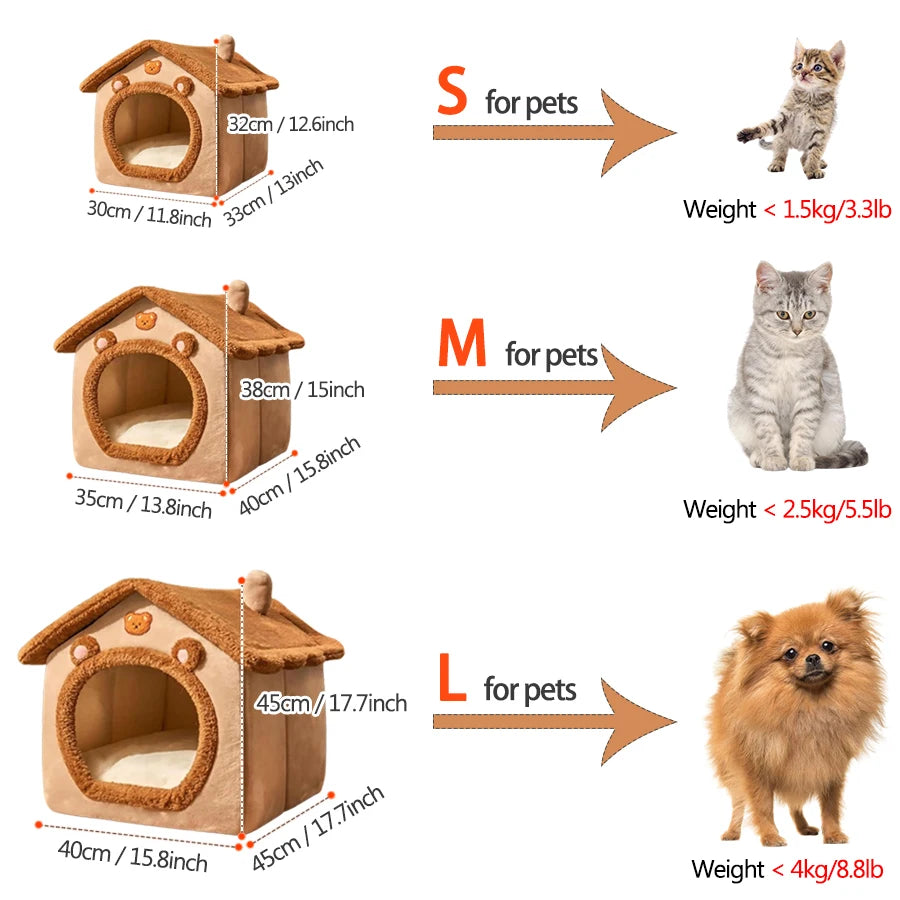 Niche pour Animaux Pliable et Amovible Confort Douillet pour Chiots Petits Chiens et Chats