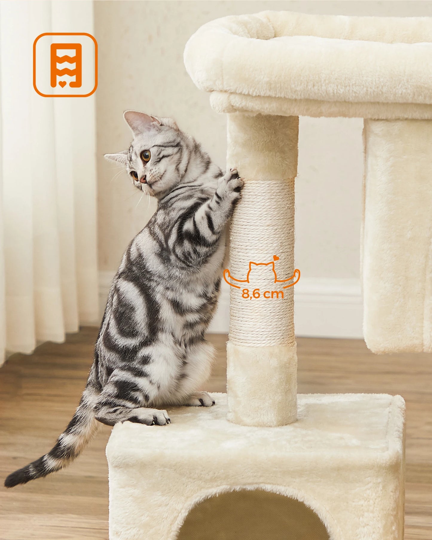 Arbre à Chat Griffoir 2 Niches et Perchoir Ultra Douillet pour Chats