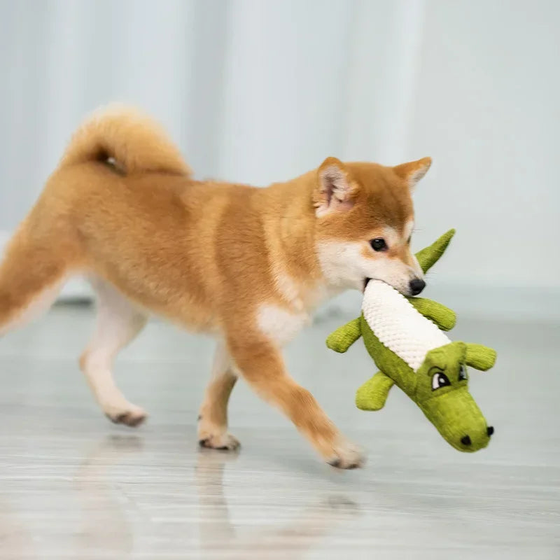 Jouet à mâcher interactif Alligator et canard pour chiens
