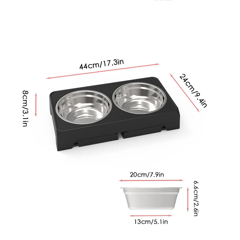 Gamelle Évolutive pour Chiens – Support Surélevé Réglable avec 2 Bols en Inox, Confort et Hygiène Assurés