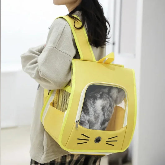 Sac de transport respirant jaune pour chat
