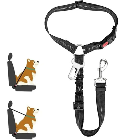 Ceinture de sécurité réglable noire pour chien