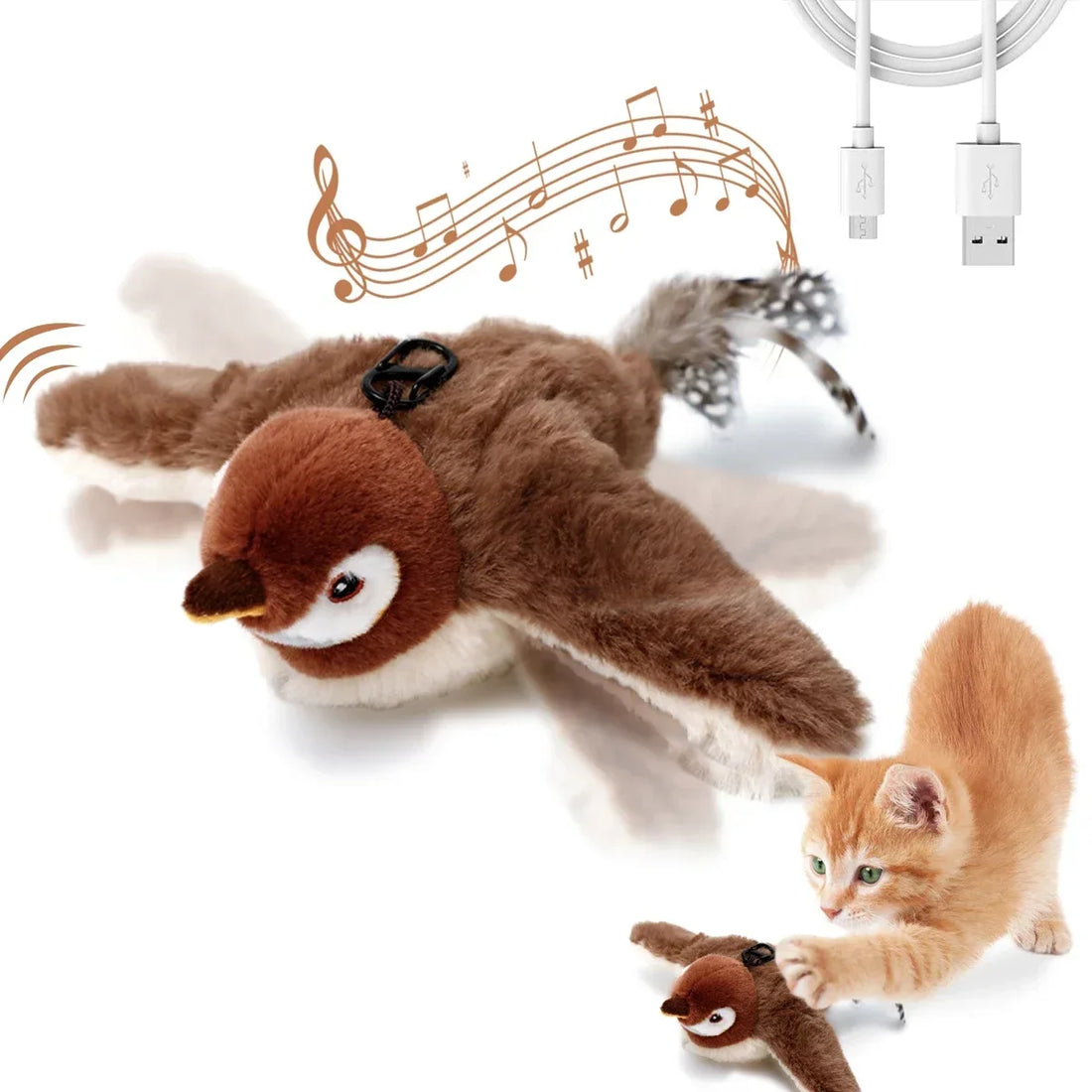 Jouet pour chat en forme d’oiseau en peluche
