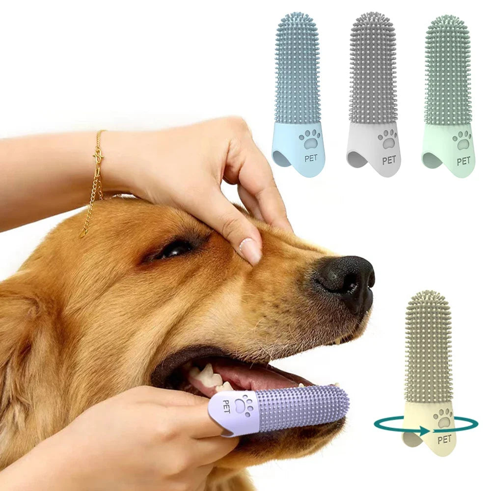 Brosse à dents doigt en silicone pour chien et chat