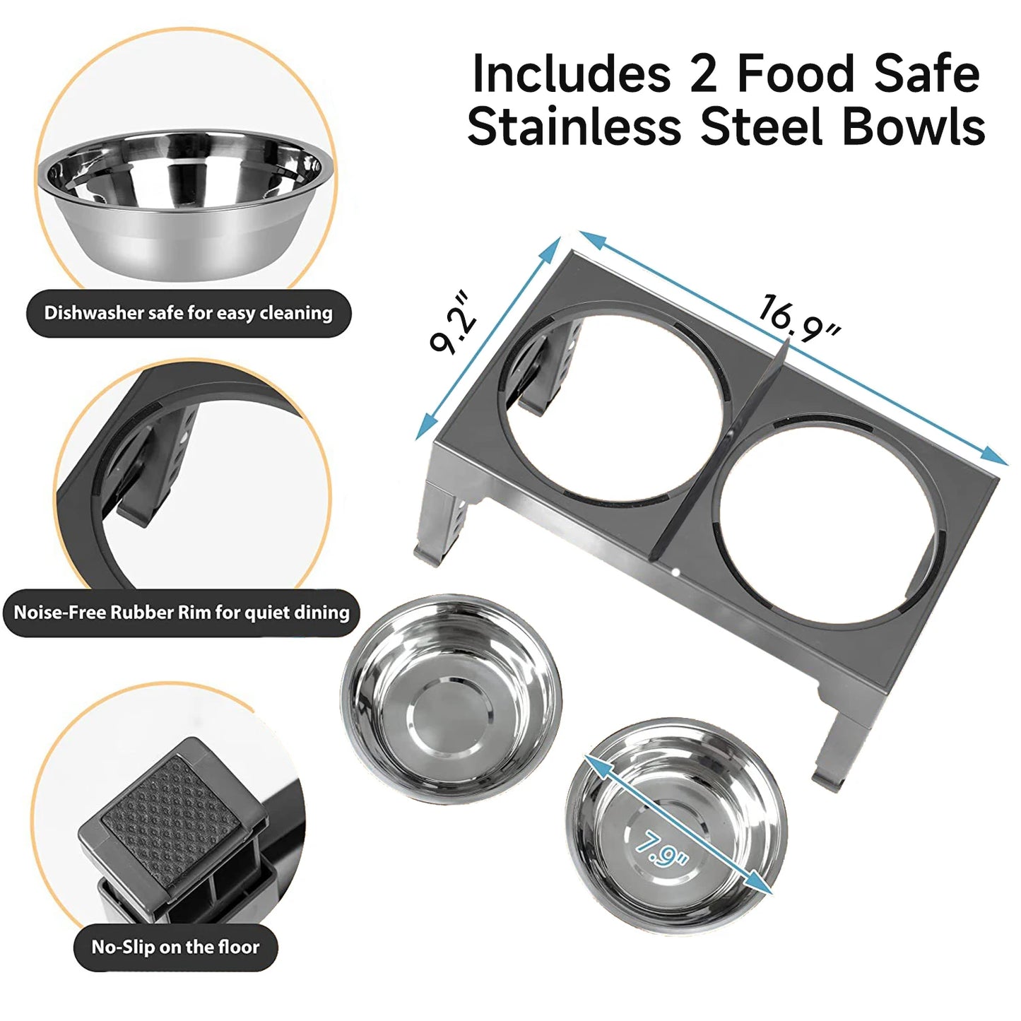 Gamelles Inox 3-en-1 Réglables & Élevables