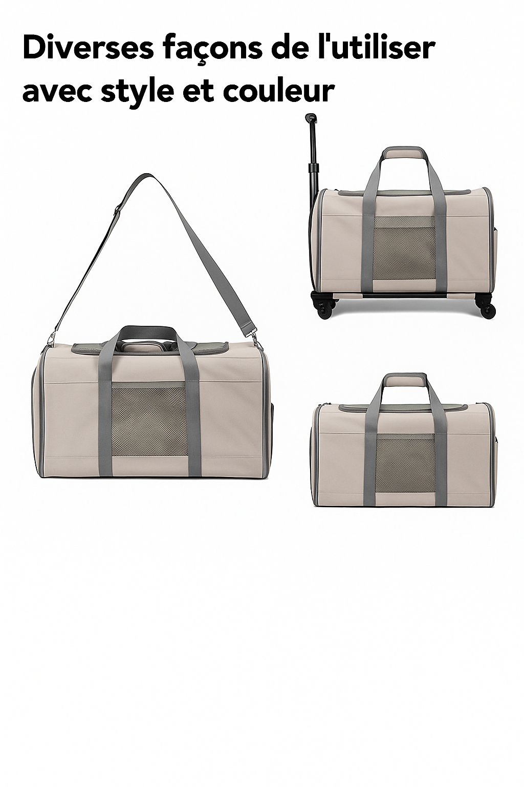 Sac de Transport à Roulettes pour Animaux Pliable