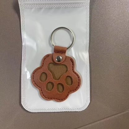 Porte-clés Souvenir Animalier – Médaillon en Cuir pour Fourrure (Chien & Chat)