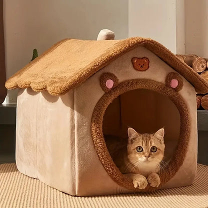 Niche pour Animaux Pliable et Amovible  Confort Douillet pour Chiots Petits Chiens et Chats