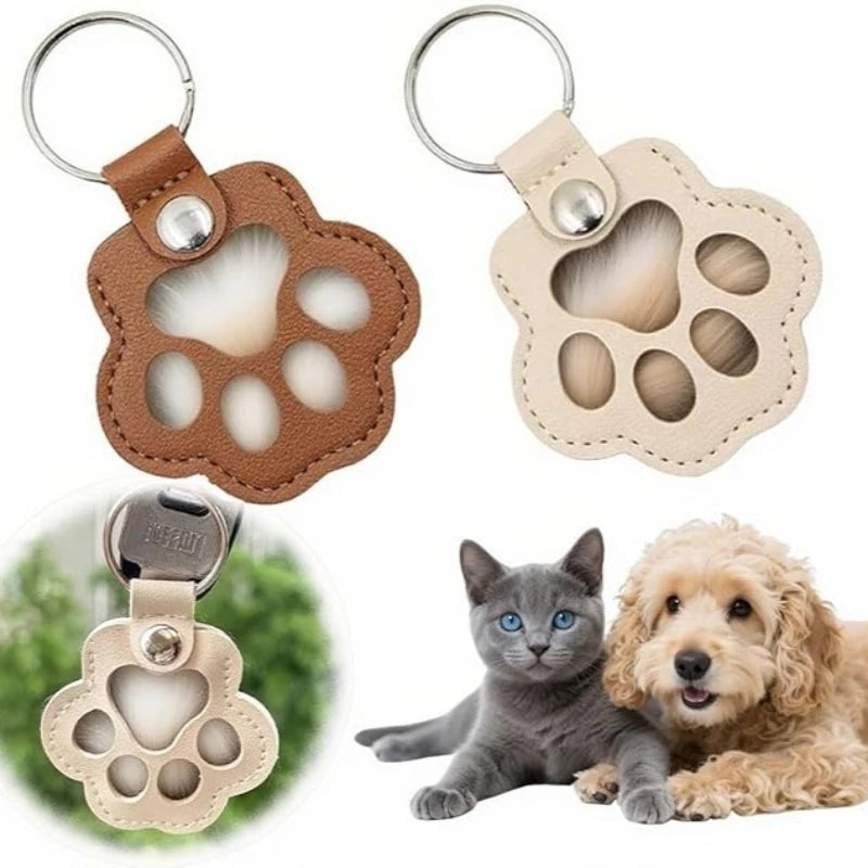 Porte-clés Souvenir Animalier – Médaillon en Cuir pour Fourrure (Chien & Chat)